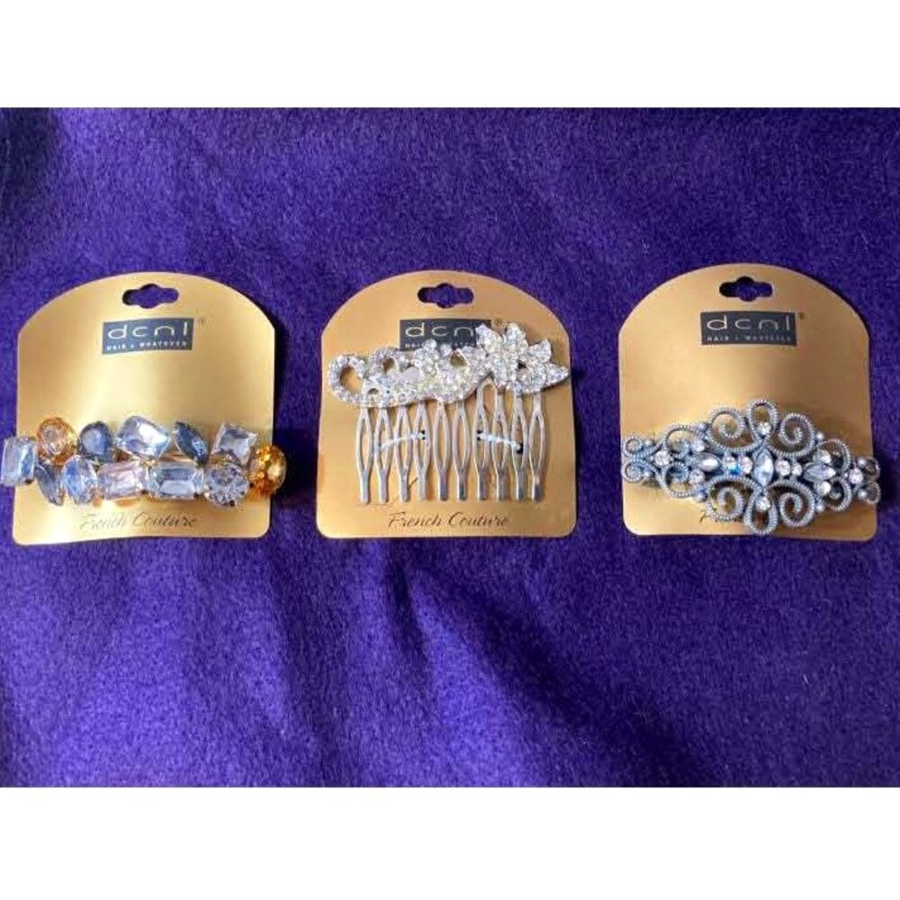 DCNL HAIR & WHATEVER 3 PC FRENCH COUTURE COMB AND CLIP SET – NEW WITH TAGS